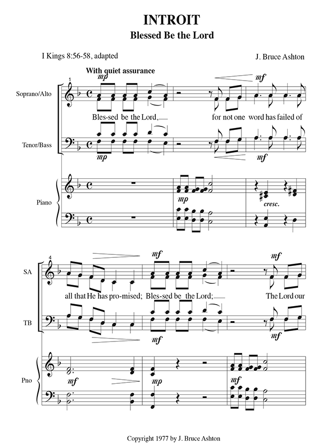music page - Blessed be the Lord-pno-p1