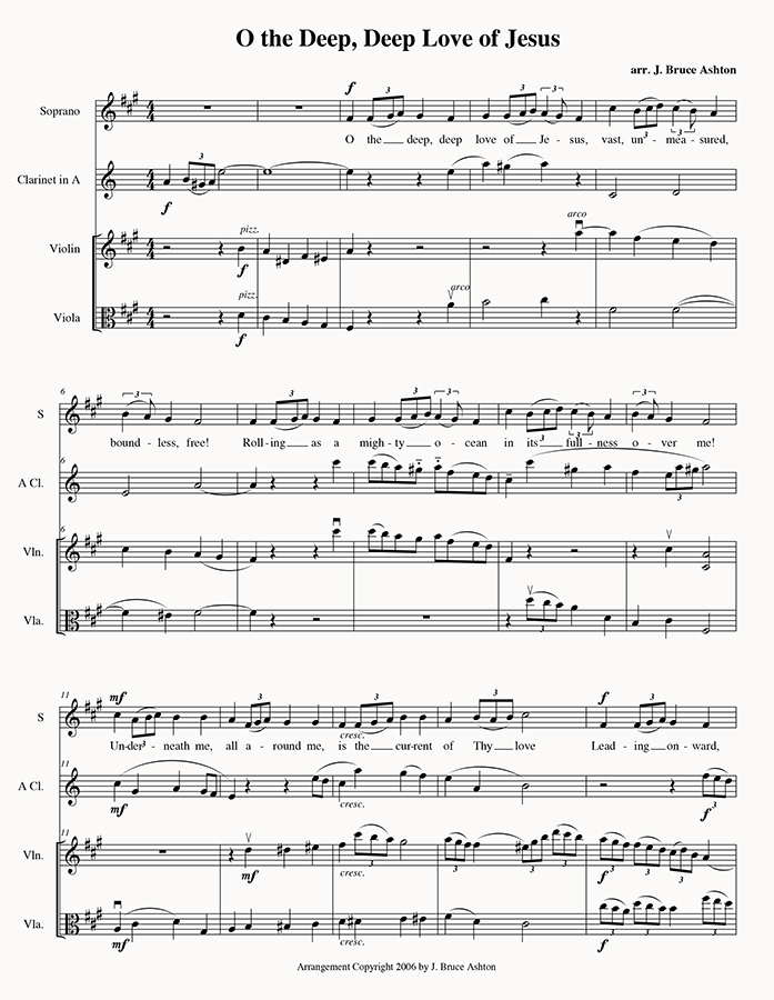 music page - Deep, Deep Love-clarinet p1