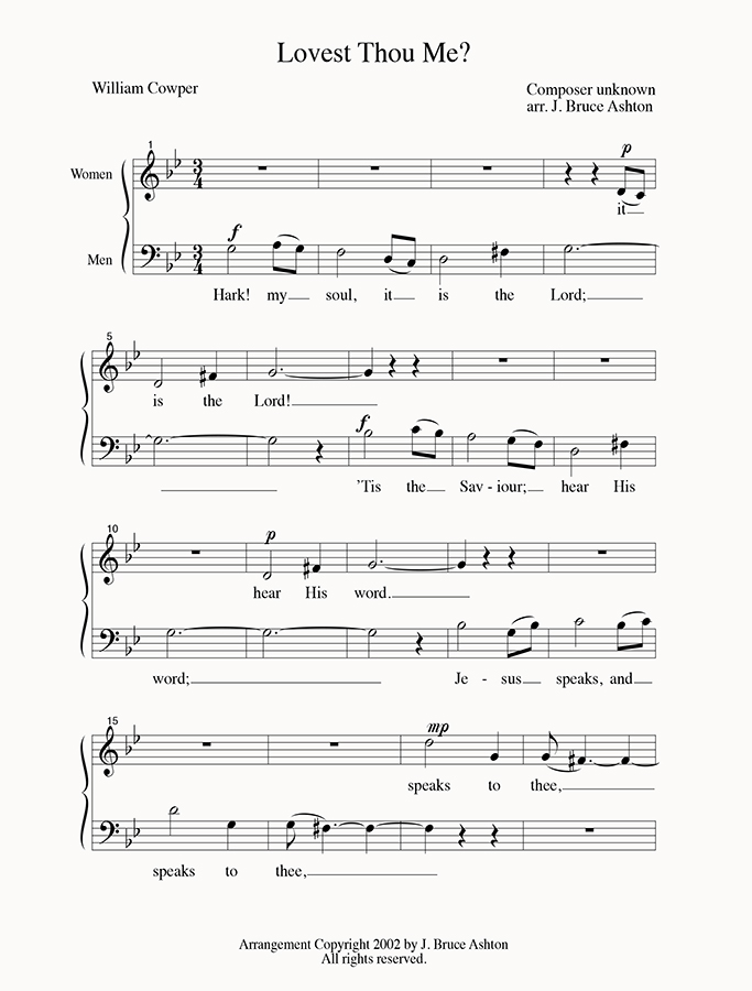 music page - Lovest Thou Me?