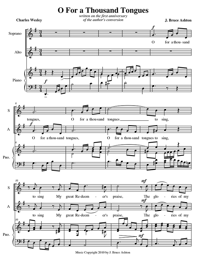 music page - O for a Thousand Tongues p1