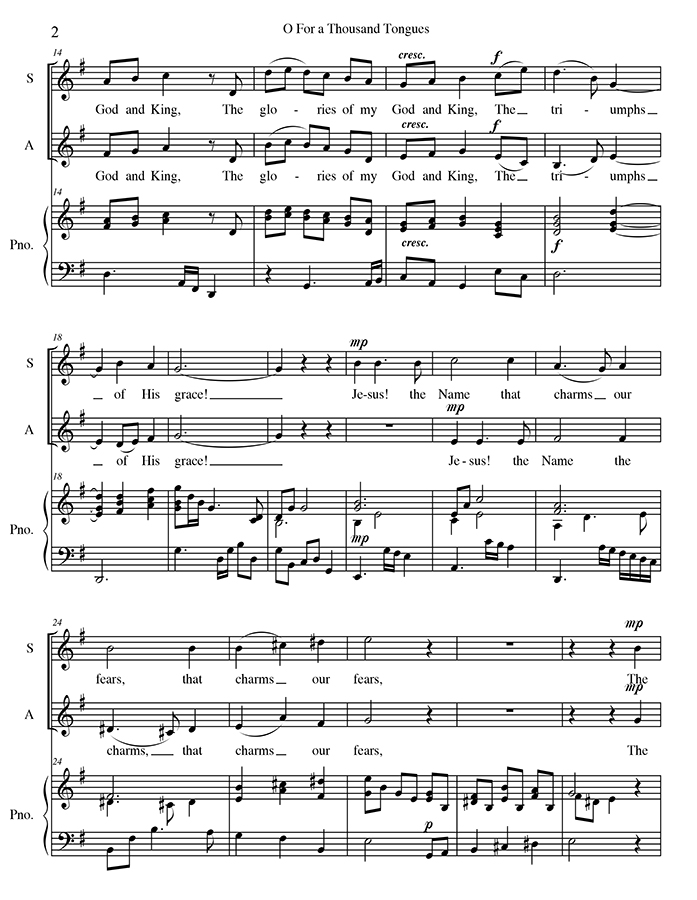 music page - O for a Thousand Tongues p2