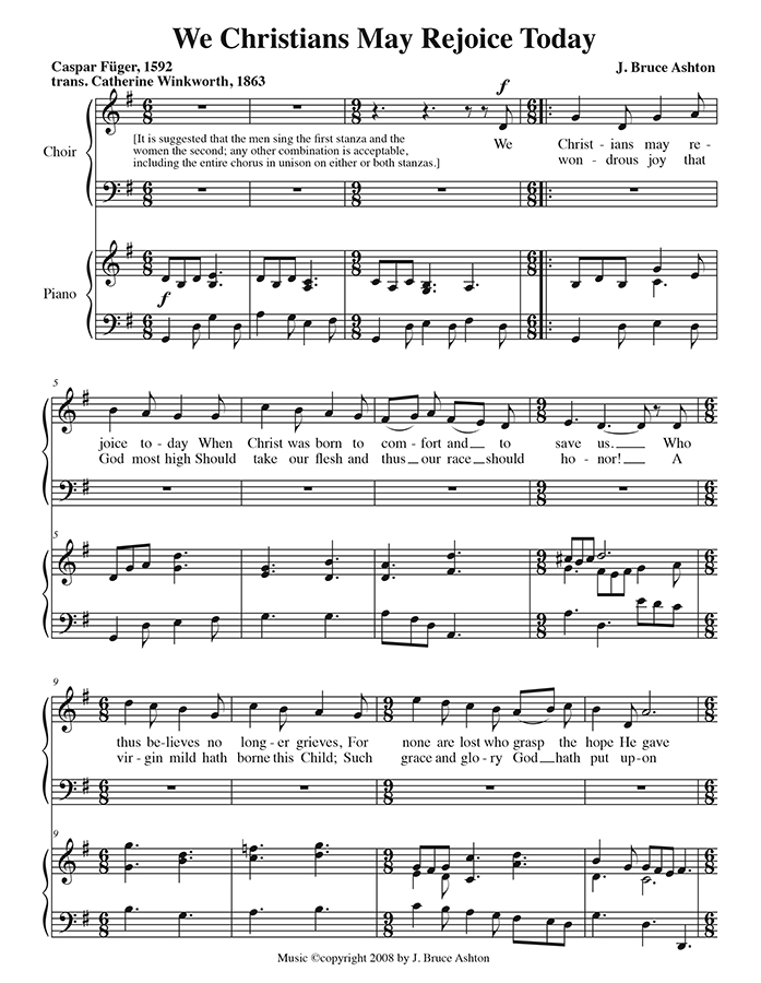 music page - We Christians May Rejoice p1