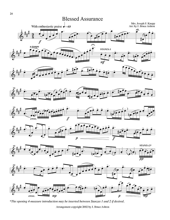 music page - Blessed Assurance - flute