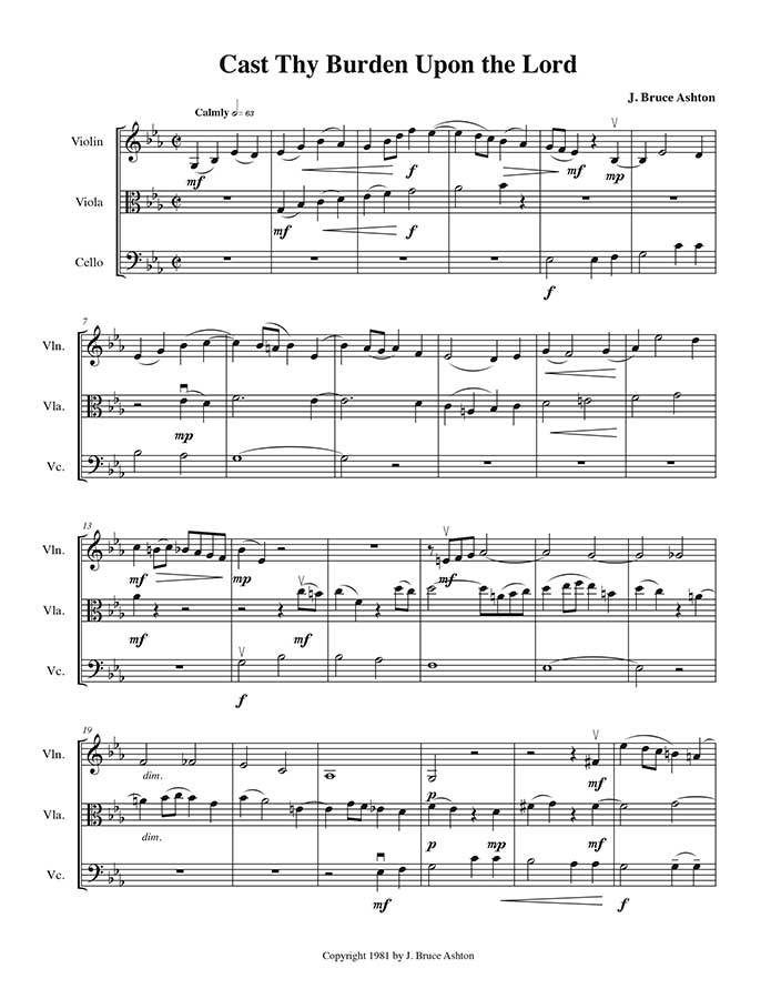 music page-Cast Thy Burden p1-string trio
