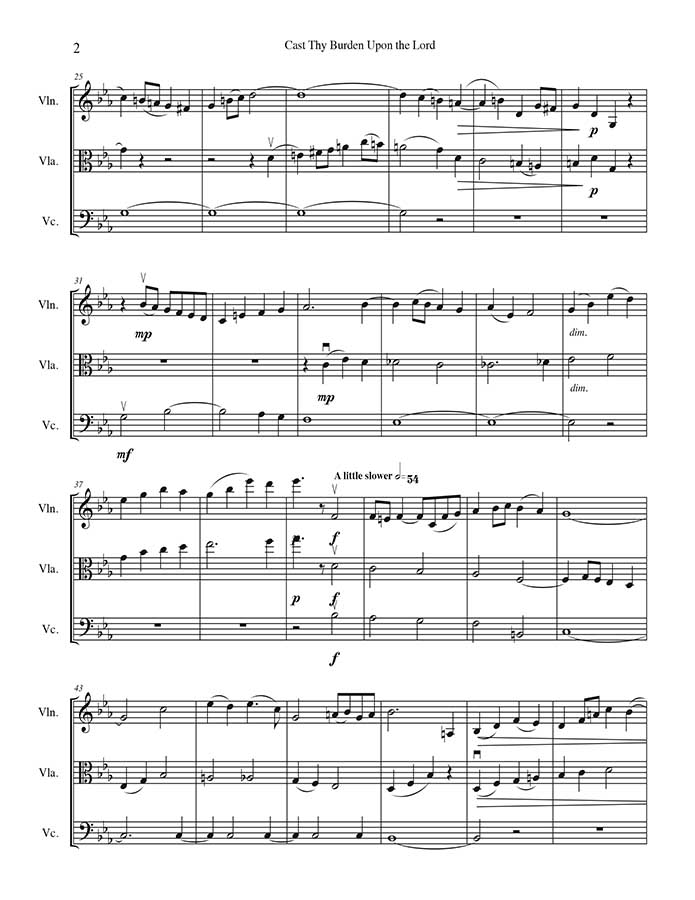 music page-Cast Thy Burden p2-string trio