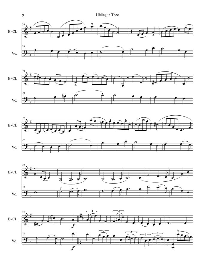music page-Hiding in Thee p2-clarinet/cello